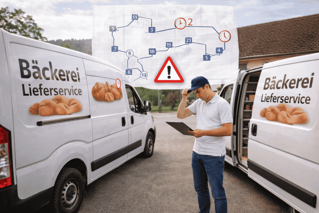 Fahrerausfall bei Bäckerei-Liefertour mit mehreren Fahrzeugen und unklarer Tourenplanung